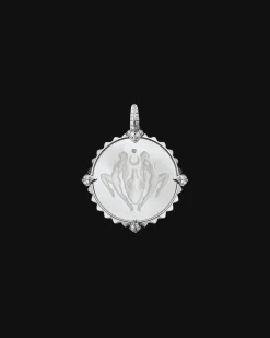 Chains, Charms & Accessories^Paspaley Aquarius Coin Charm | Mother of Pearl, Diamonds, and White Gold WhiteGold
