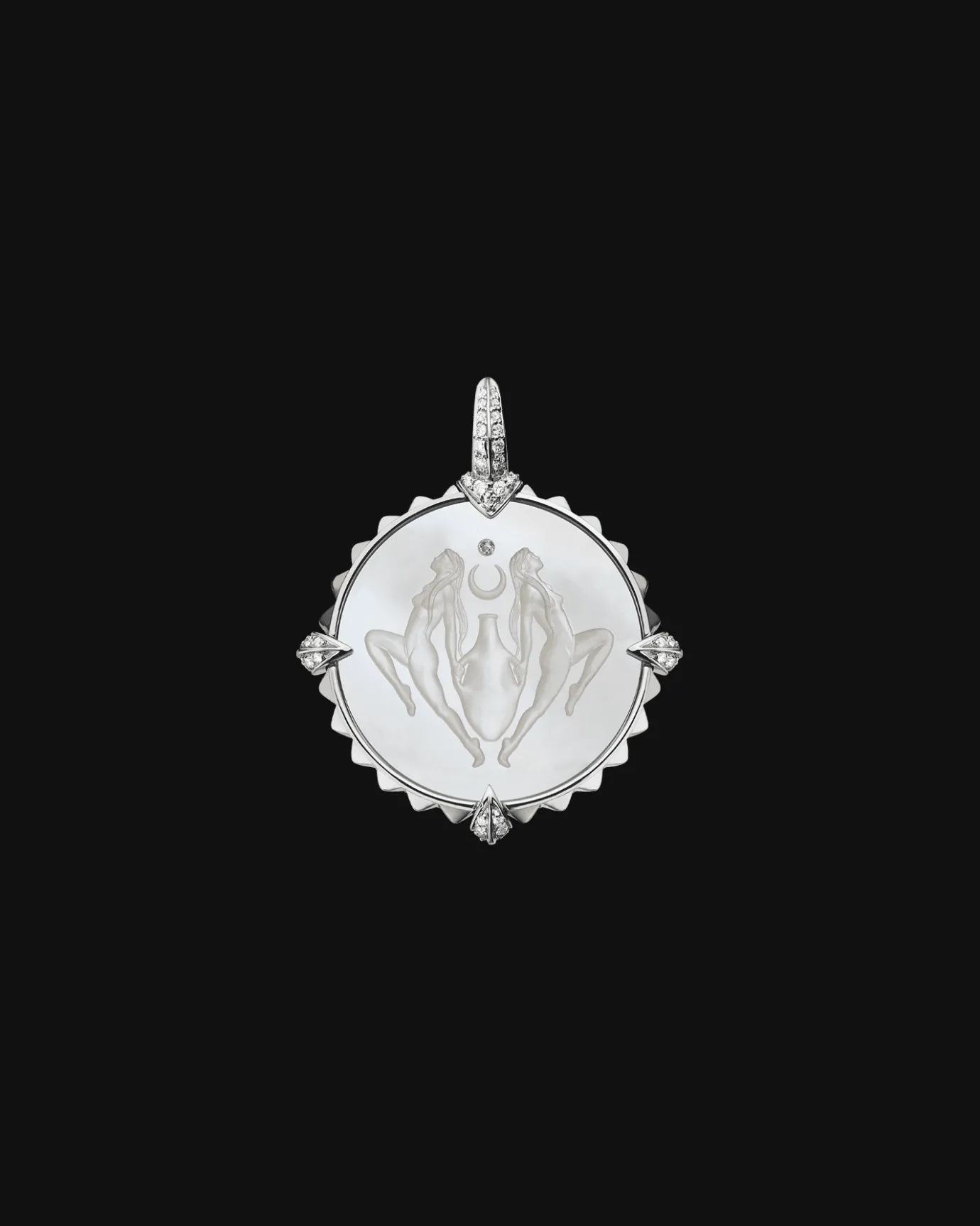 Chains, Charms & Accessories^Paspaley Aquarius Coin Charm | Mother of Pearl, Diamonds, and White Gold WhiteGold