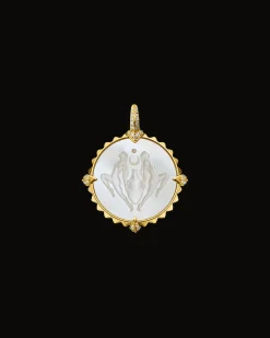 Chains, Charms & Accessories^Paspaley Aquarius Coin Charm | Mother of Pearl, Diamonds, and Yellow Gold YellowGold