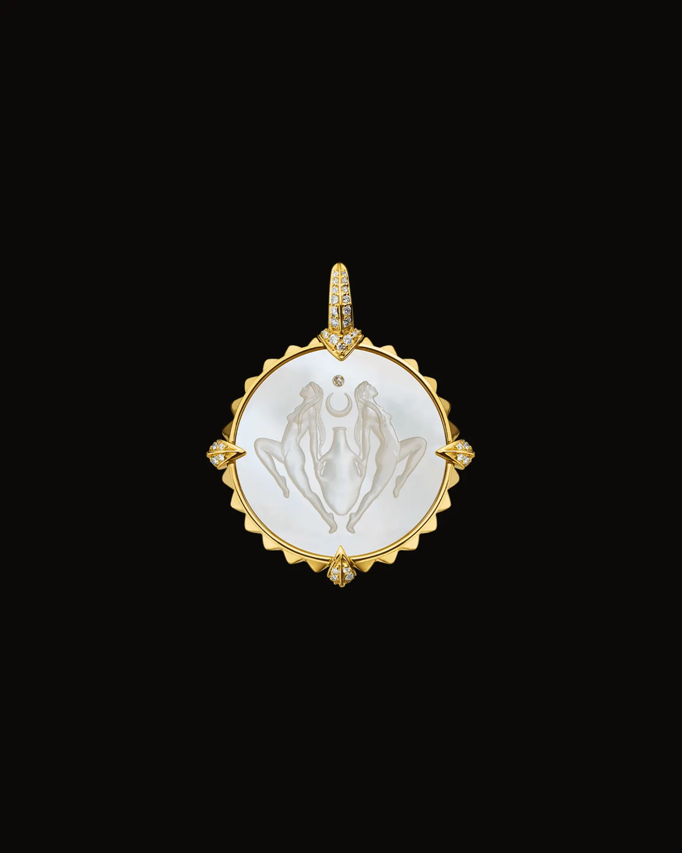 Chains, Charms & Accessories^Paspaley Aquarius Coin Charm | Mother of Pearl, Diamonds, and Yellow Gold YellowGold