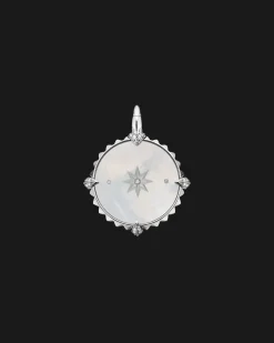 Chains, Charms & Accessories^Paspaley Aquarius Coin Charm | Mother of Pearl, Diamonds, and White Gold WhiteGold