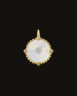 Chains, Charms & Accessories^Paspaley Aquarius Coin Charm | Mother of Pearl, Diamonds, and Yellow Gold YellowGold