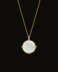 Chains, Charms & Accessories^Paspaley Aquarius Coin Charm | Mother of Pearl, Diamonds, and Yellow Gold YellowGold