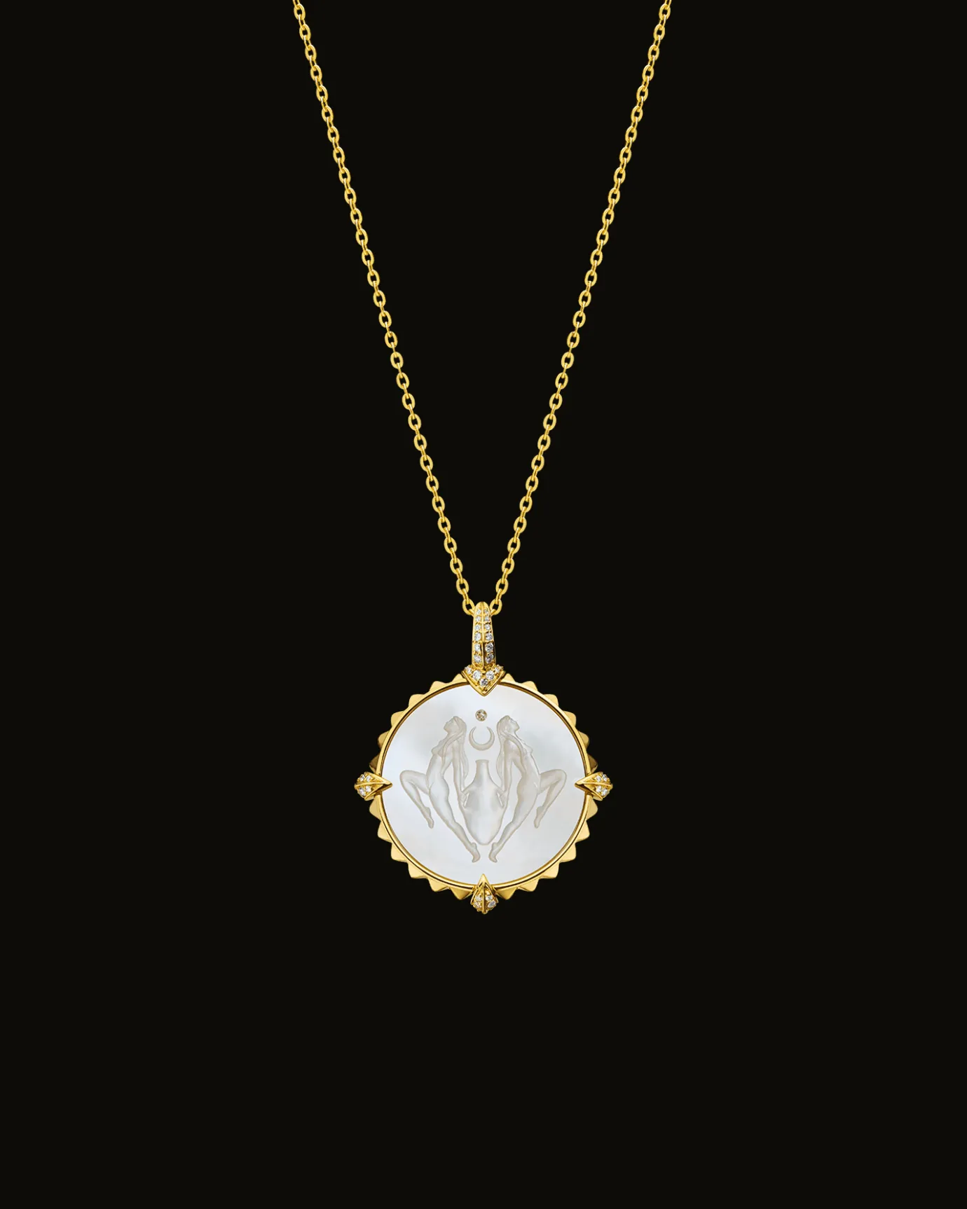 Chains, Charms & Accessories^Paspaley Aquarius Coin Charm | Mother of Pearl, Diamonds, and Yellow Gold YellowGold