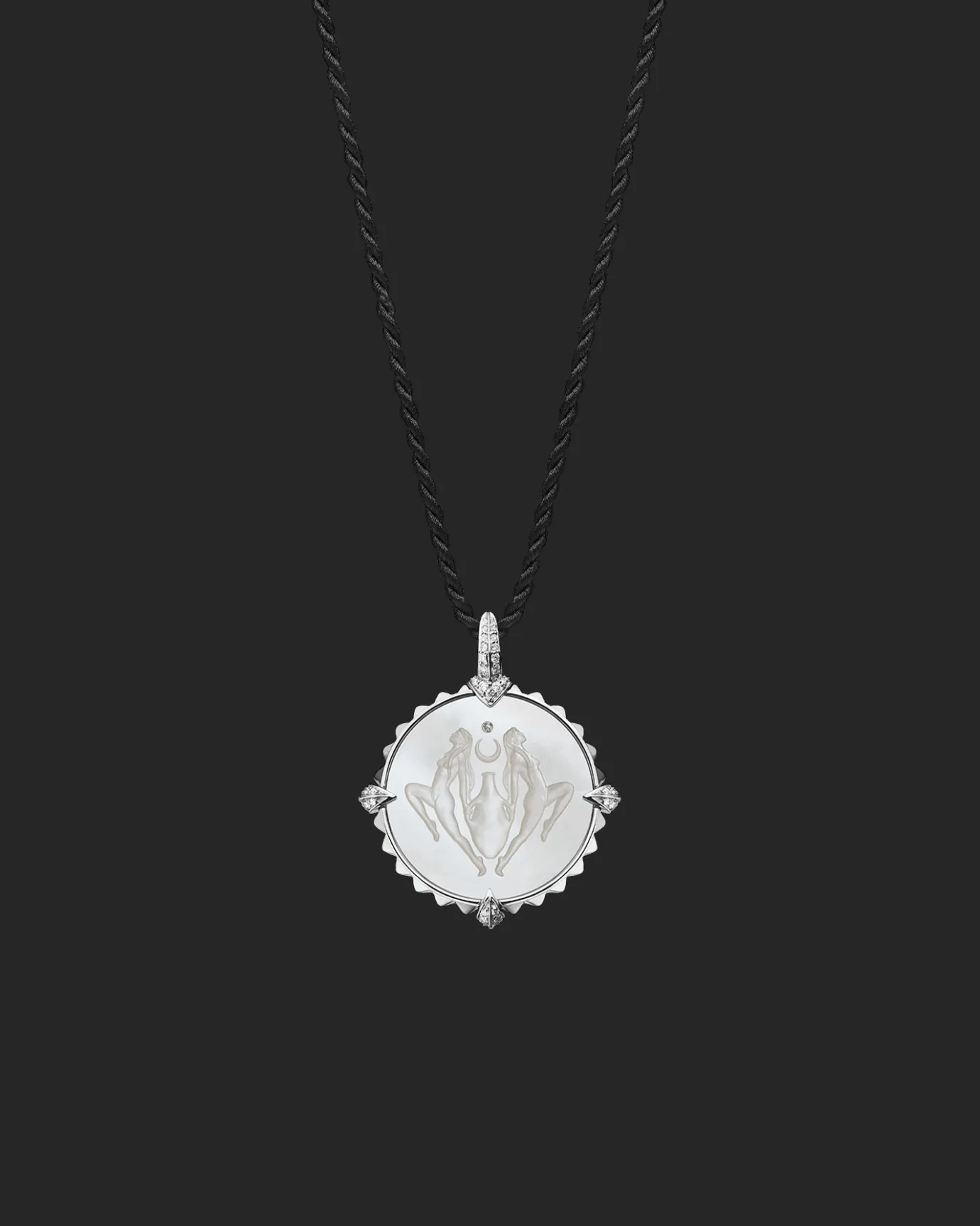 Chains, Charms & Accessories^Paspaley Aquarius Coin Charm | Mother of Pearl, Diamonds, and White Gold WhiteGold