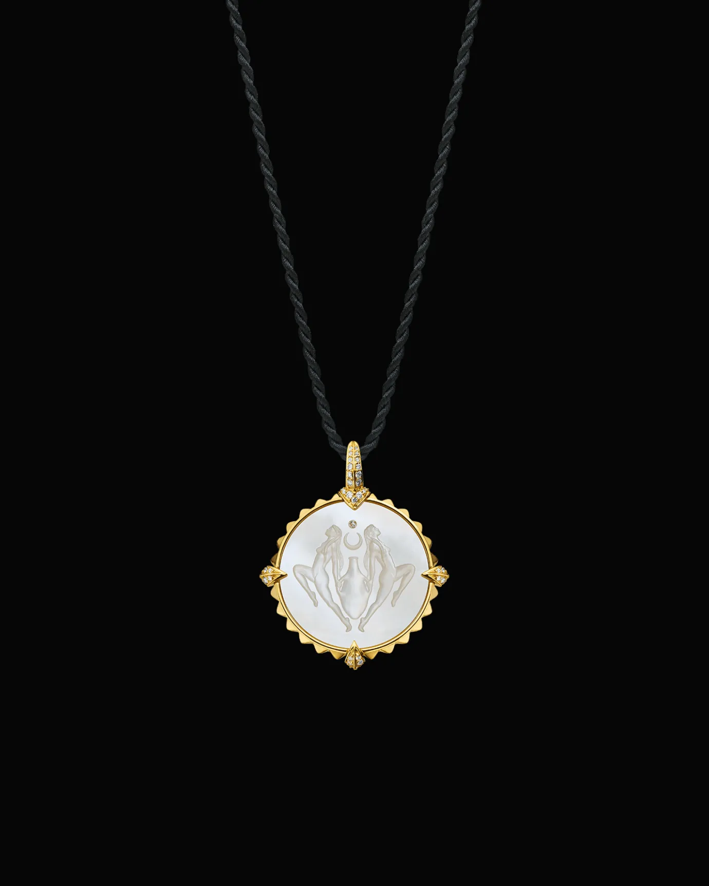 Chains, Charms & Accessories^Paspaley Aquarius Coin Charm | Mother of Pearl, Diamonds, and Yellow Gold YellowGold