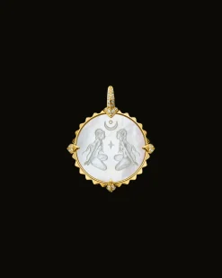 Chains, Charms & Accessories^Paspaley Aries Coin Charm | Mother of Pearl, Diamonds, and Yellow Gold YellowGold
