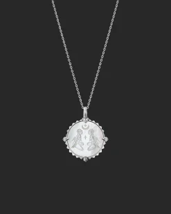 Chains, Charms & Accessories^Paspaley Aries Coin Charm | Mother of Pearl, Diamonds, and White Gold WhiteGold