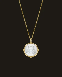 Chains, Charms & Accessories^Paspaley Aries Coin Charm | Mother of Pearl, Diamonds, and Yellow Gold YellowGold