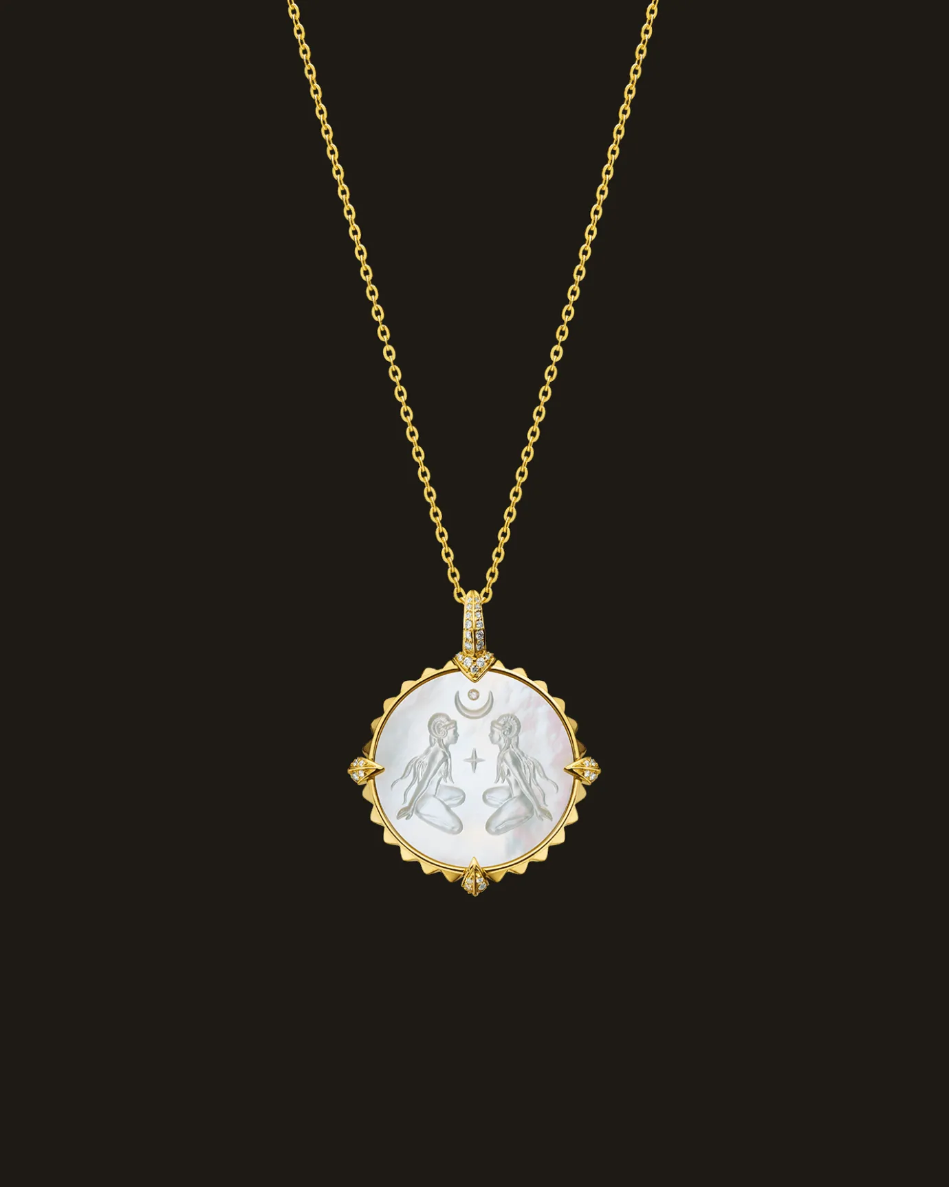 Chains, Charms & Accessories^Paspaley Aries Coin Charm | Mother of Pearl, Diamonds, and Yellow Gold YellowGold