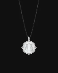 Chains, Charms & Accessories^Paspaley Aries Coin Charm | Mother of Pearl, Diamonds, and White Gold WhiteGold