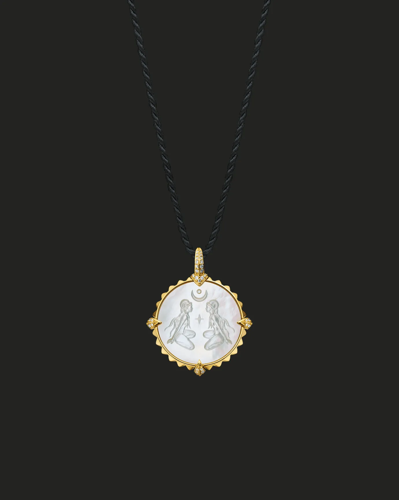 Chains, Charms & Accessories^Paspaley Aries Coin Charm | Mother of Pearl, Diamonds, and Yellow Gold YellowGold