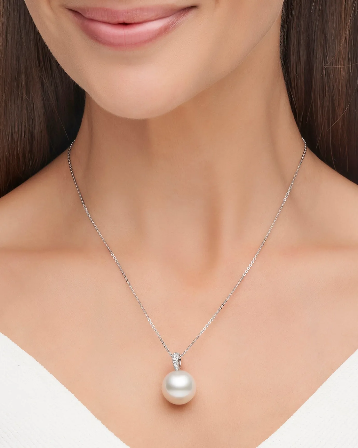Necklaces & Pendants^Paspaley Audrey Pearl Pendant | 15mm Round Pearl, Diamonds, and White Gold WhiteGold