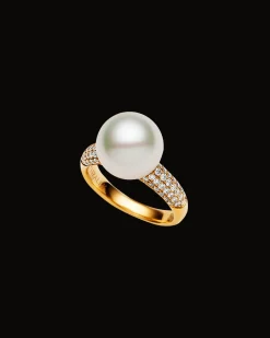 Rings^Paspaley Bella Pearl Ring | 11mm Round Pearl, Diamonds, and Yellow Gold YellowGold