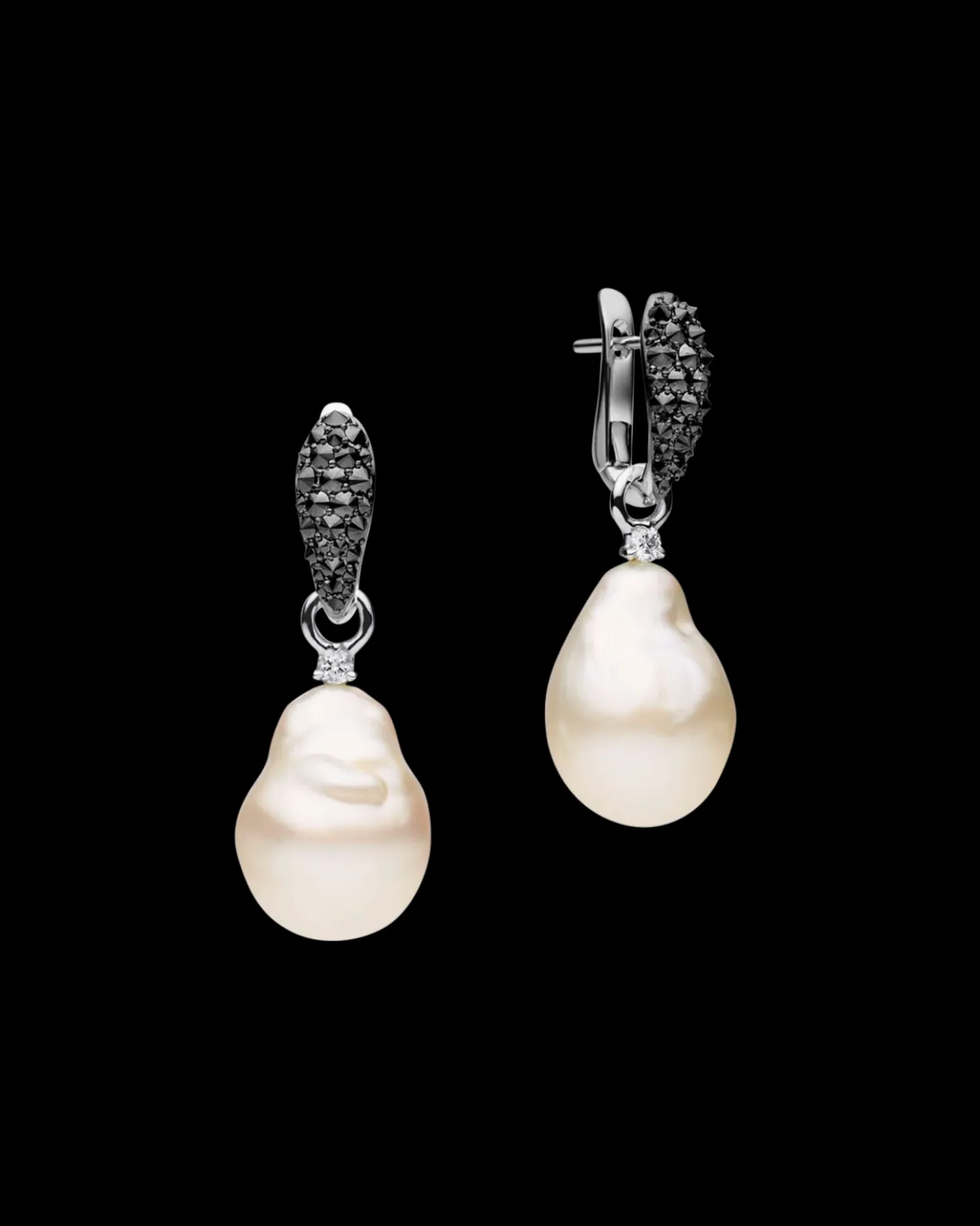 Earrings & Studs^Paspaley Black Diamond Touchstone Pearls My Way Earrings | 12mm Baroque Pearls, Black Diamonds and White Gold WhiteGold