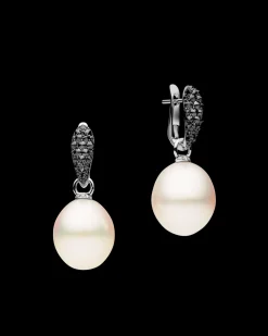 Earrings & Studs^Paspaley Black Diamond Touchstone Pearls My Way Earrings | 14mm Oval Pearls, Black Diamonds, and White Gold WhiteGold