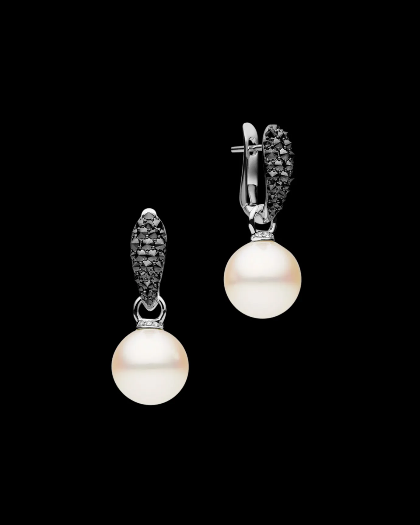 Earrings & Studs^Paspaley Black Diamond Touchstone Pearls My Way Earrings | 12mm Round Pearls, Black Diamonds and White Gold WhiteGold