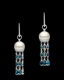 Earrings & Studs^Paspaley Black Opal Hero Lavalier Pearl Earrings | 10mm Oval Pearls, Black Opals, and White Gold WhiteGold