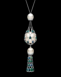 Necklaces & Pendants^Paspaley Black Opal Hero Lavalier Pearl Necklace | 18mm Round Pearl, Black Opals, and White Gold WhiteGold