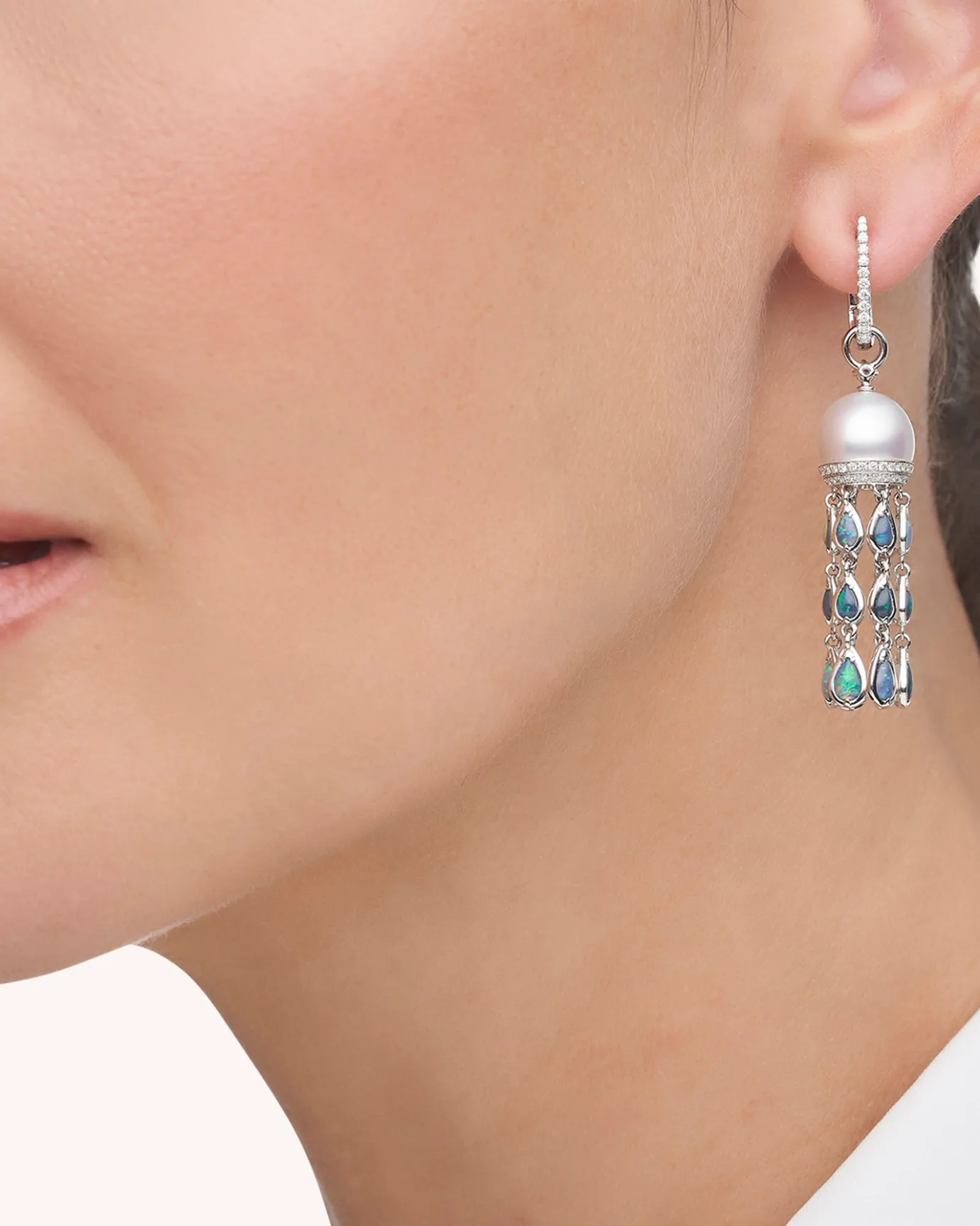 Earrings & Studs^Paspaley Black Opal Hero Lavalier Pearl Earrings | 10mm Oval Pearls, Black Opals, and White Gold WhiteGold