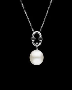 Necklaces & Pendants^Paspaley Black Spinel Anchor Link Pearl Necklet | 13mm Oval Pearl, Black Spinel, and White Gold WhiteGold
