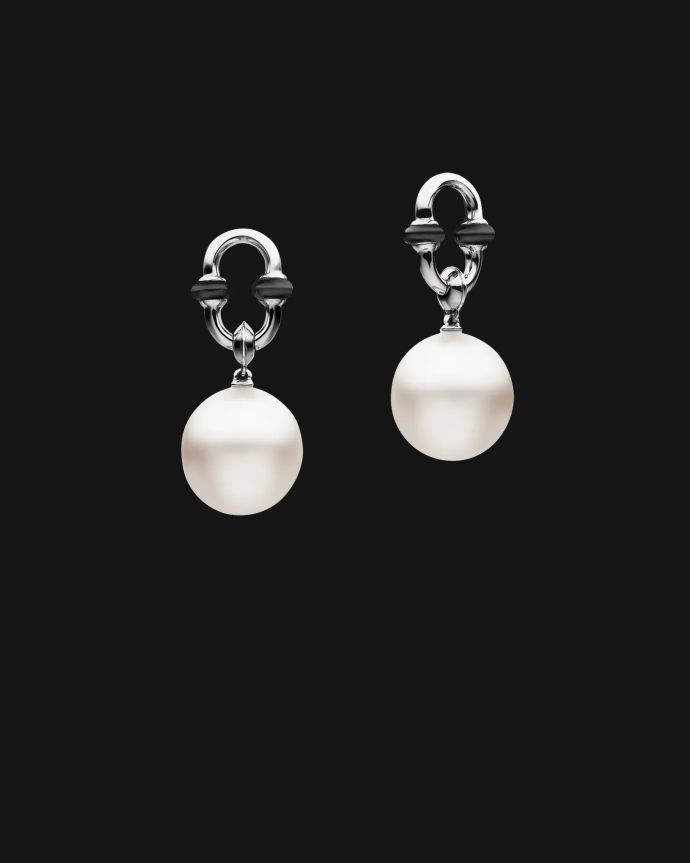Earrings & Studs^Paspaley Black Spinel Anchor Link Pearl Earrings | 11mm Oval Pearls, Black Spinel, and White Gold WhiteGold
