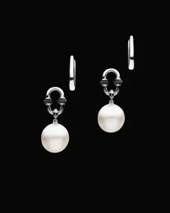 Earrings & Studs^Paspaley Black Spinel Anchor Link Pearl Earrings | 11mm Oval Pearls, Black Spinel, and White Gold WhiteGold