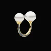 Rings^Paspaley Blue Sapphire Double Pearl Split Ring | 11-13mm Button Pearls, Blue Sapphire, and Yellow Gold YellowGold