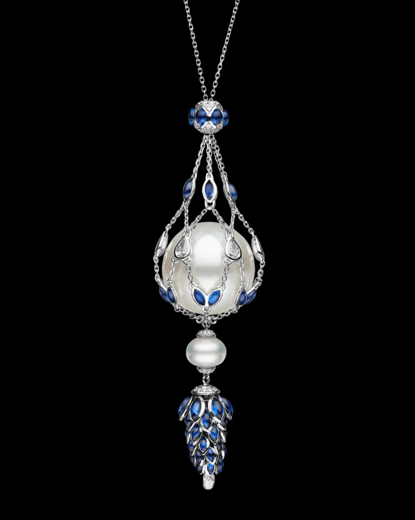 Necklaces & Pendants^Paspaley Blue Sapphire Hero Lavalier Pearl Necklace | 15mm Round Pearl, Blue Sapphires, and White Gold WhiteGold