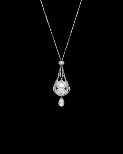 Necklaces & Pendants^Paspaley Blue Sapphire Lavalier Pearl Necklace | 15mm Button Pearl, Blue Sapphires, and White Gold WhiteGold