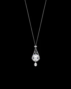Necklaces & Pendants^Paspaley Blue Sapphire Lavalier Pearl Necklace | 15mm Round Pearl, Blue Sapphires, and White Gold