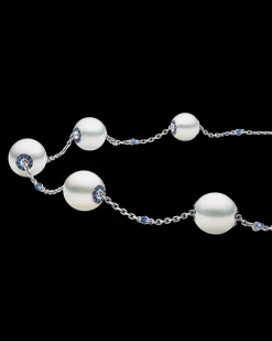 Necklaces & Pendants^Paspaley Blue Sapphire Touchstone Pearl Necklace | 10-12mm Oval Pearls, Blue Sapphire, and White Gold WhiteGold