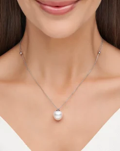 Necklaces & Pendants^Paspaley Blue Sapphire Touchstone Single Pearl Necklace | 13mm Triangle Pearl, Blue Sapphires, and White Gold WhiteGold