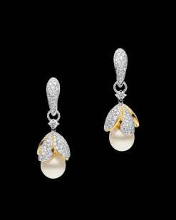 Earrings & Studs^Paspaley Boronia Pearl Earrings | 9mm Oval Pearls, Diamonds, Yellow and White Gold Multi