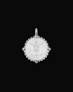 Chains, Charms & Accessories^Paspaley Cancer Coin Charm | Mother of Pearl, Diamonds, and White Gold WhiteGold
