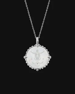 Chains, Charms & Accessories^Paspaley Cancer Coin Charm | Mother of Pearl, Diamonds, and White Gold WhiteGold