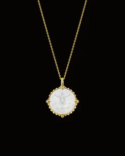 Chains, Charms & Accessories^Paspaley Cancer Coin Charm | Mother of Pearl, Diamonds, and Yellow Gold YellowGold