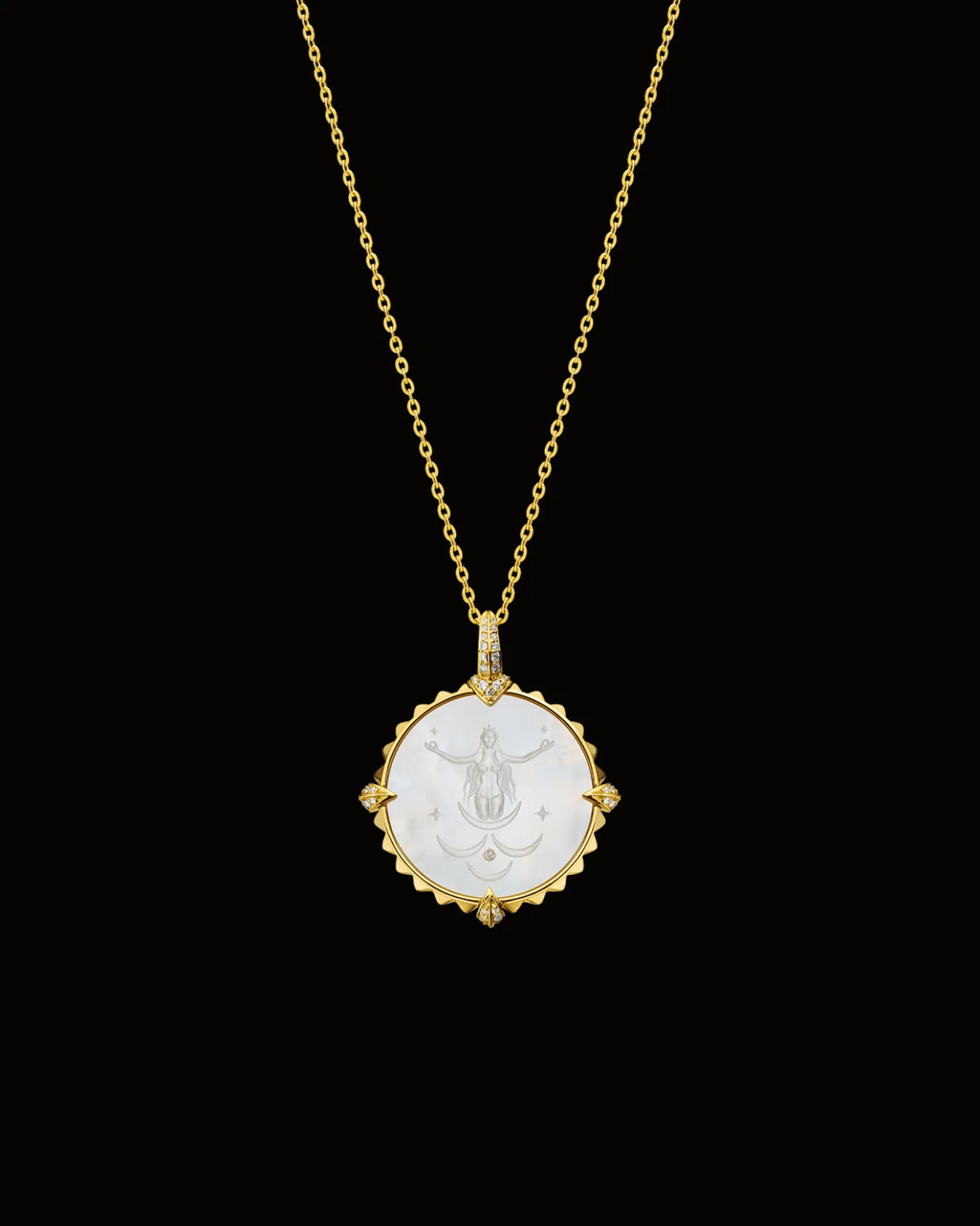 Chains, Charms & Accessories^Paspaley Cancer Coin Charm | Mother of Pearl, Diamonds, and Yellow Gold YellowGold