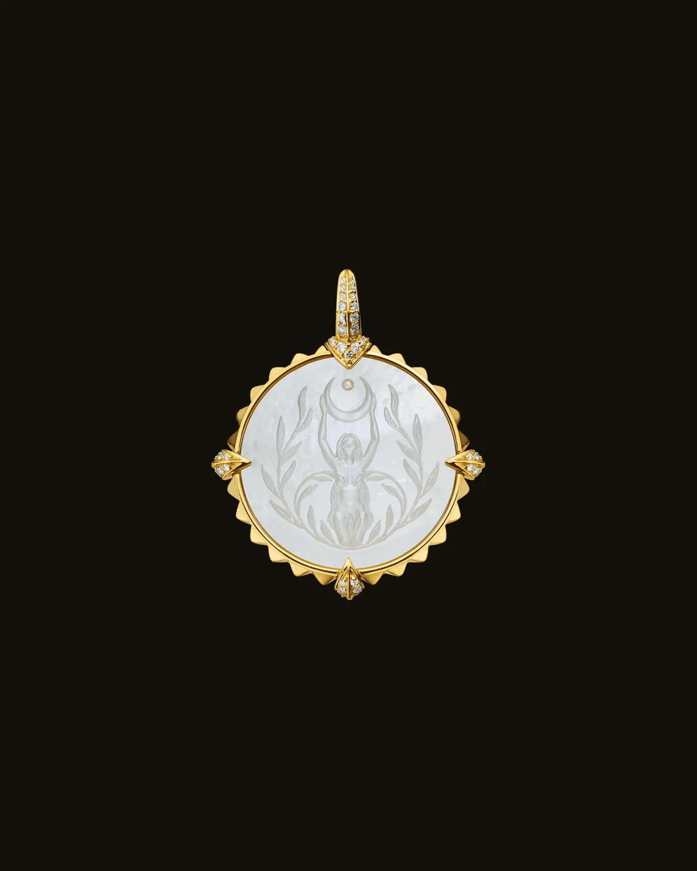 Chains, Charms & Accessories^Paspaley Capricorn Coin Charm | Mother of Pearl, Diamonds, and Yellow Gold YellowGold