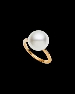 Rings^Paspaley Classic Pearl Ring | 11mm Button Pearl, Diamonds, and Yellow Gold YellowGold