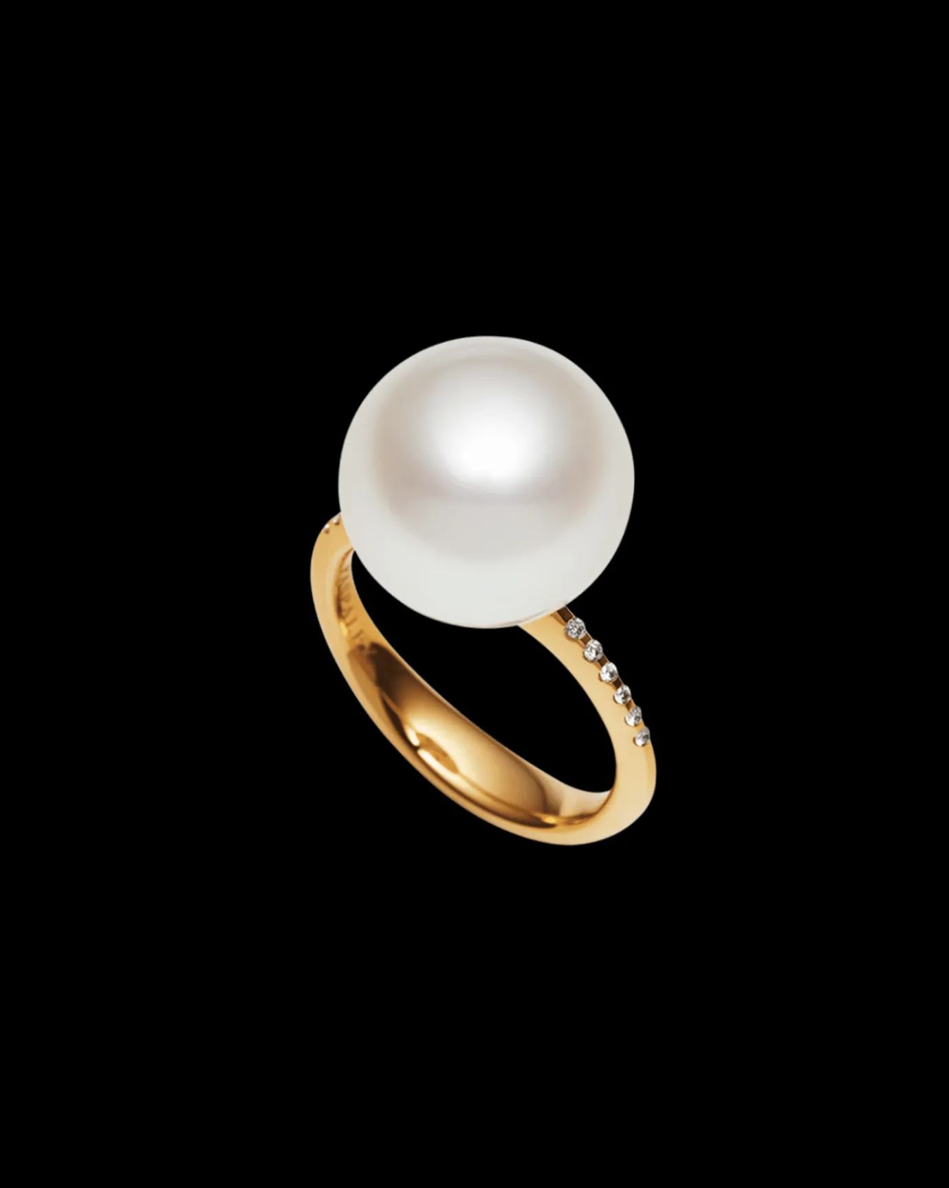 Rings^Paspaley Classic Pearl Ring | 13mm Button Pearl, Diamonds, and Yellow Gold YellowGold