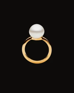 Rings^Paspaley Classic Pearl Ring | 9mm Button Pearl, Diamonds, and Yellow Gold YellowGold