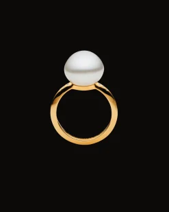 Rings^Paspaley Classic Pearl Ring | 11mm Button Pearl, Diamonds, and Yellow Gold YellowGold