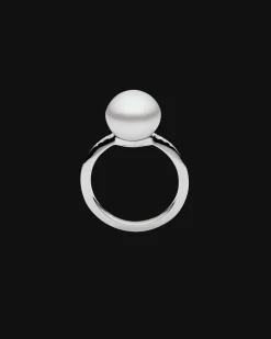 Rings^Paspaley Classic Pearl Ring | 9mm Button Pearl, Diamonds, and White Gold WhiteGold