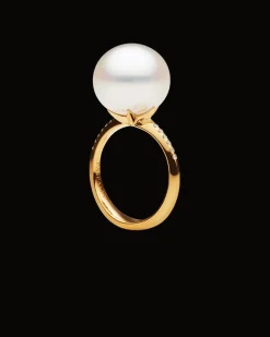 Rings^Paspaley Classic Pearl Ring | 13mm Button Pearl, Diamonds, and Yellow Gold YellowGold