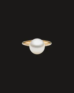 Rings^Paspaley Classic Pearl Ring | 9mm Button Pearl, Diamonds, and Yellow Gold YellowGold