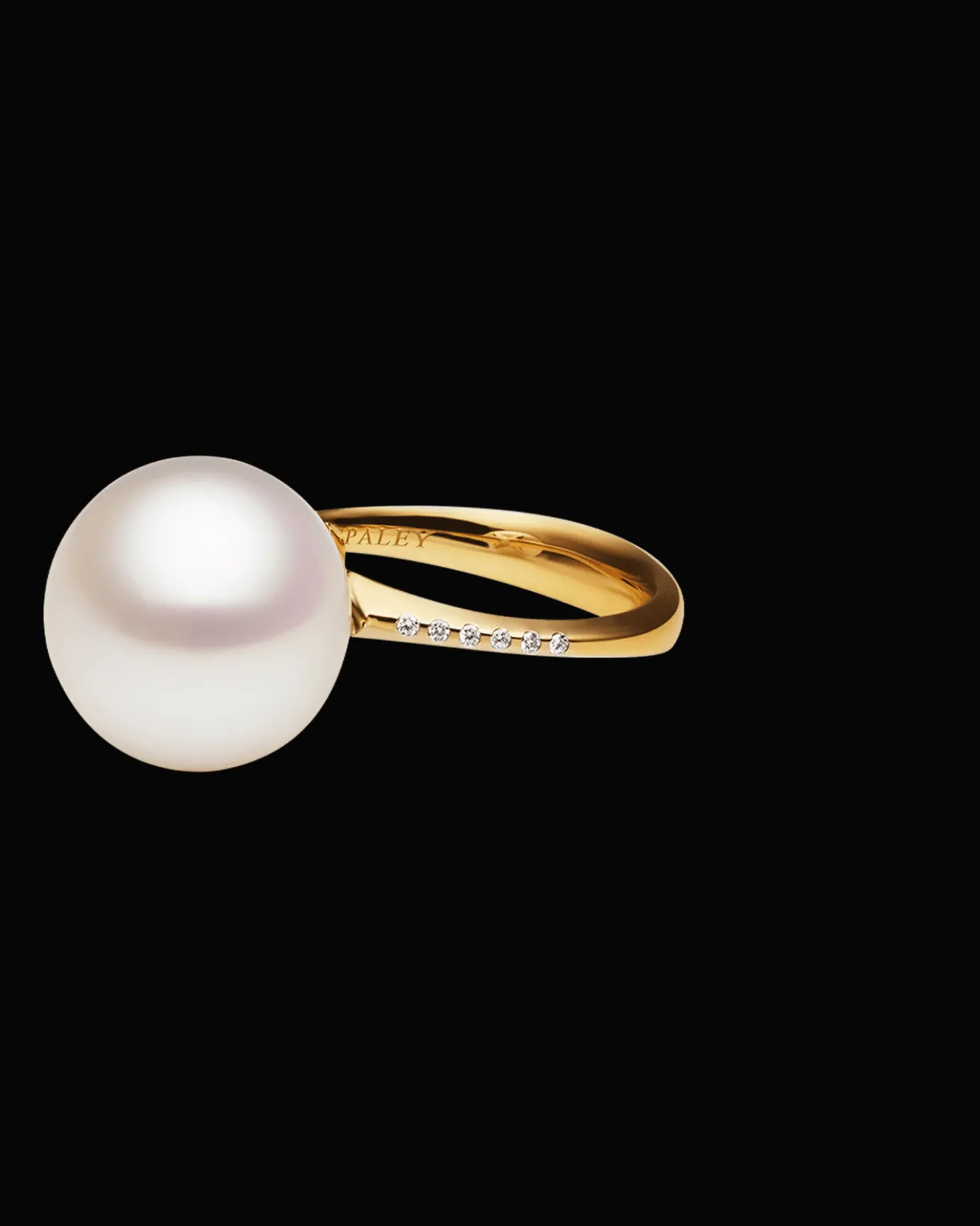 Rings^Paspaley Classic Pearl Ring | 13mm Button Pearl, Diamonds, and Yellow Gold YellowGold