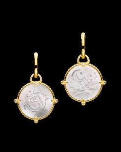 Earrings & Studs^Paspaley Coin Charm Earrings | Mother of Pearl, Diamonds, and Yellow Gold YellowGold