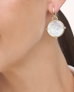 Earrings & Studs^Paspaley Coin Charm Earrings | Mother of Pearl, Diamonds, and Yellow Gold YellowGold