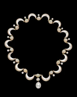 Necklaces & Pendants^Paspaley Crescent Moon Pearl Collier | 3-12mm Pearls, White Opals, and Yellow Gold YellowGold